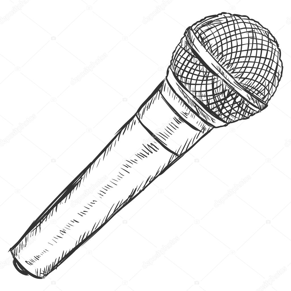 Vector Sketch Illustration -  Dinamic Microphone