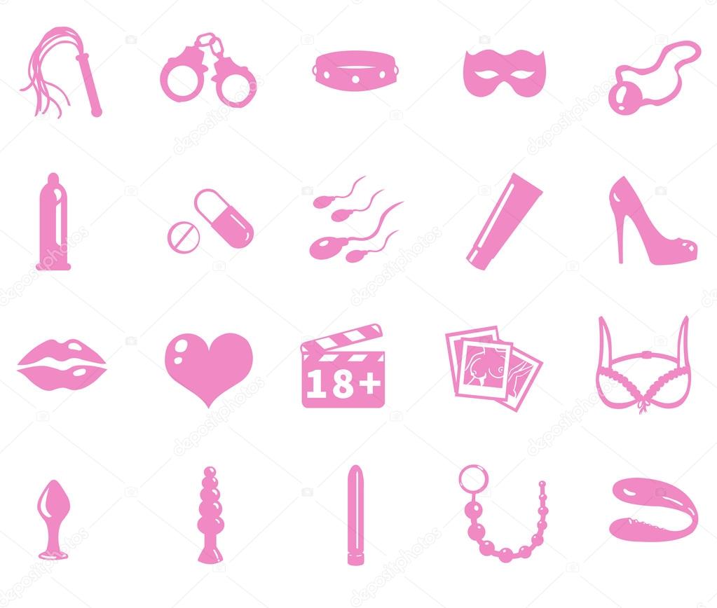Vector pink sex shop icons