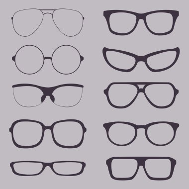 Vector conjunto de siluetas de gafas