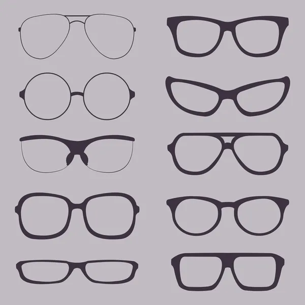 Vector Set of Glasses Silhouettes — Stock Vector