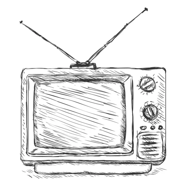 Vektor, ábra rajz - retro tv — Stock Vector