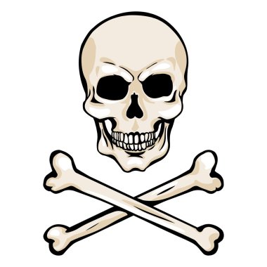 Vector Cartoon Pirate Skull with Crossbones clipart
