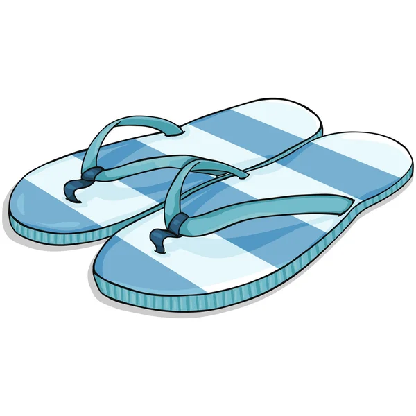 Vector cartoon blauw ontdaan strand slippers — Stockvector