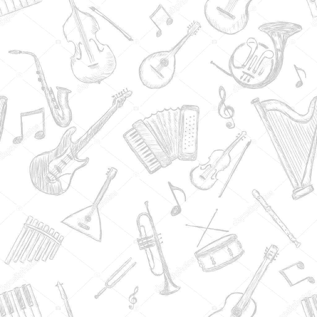 Vector Seamless Pattern of Musical Instriments