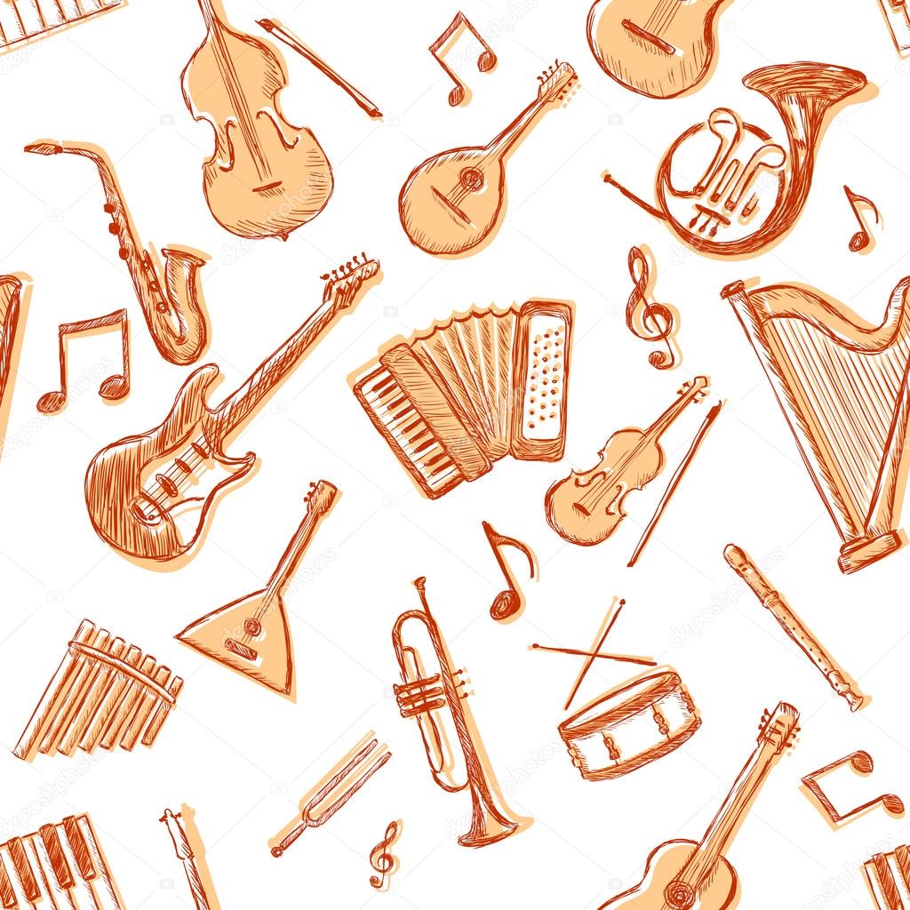 Vector Seamless Pattern of Musical Instriments