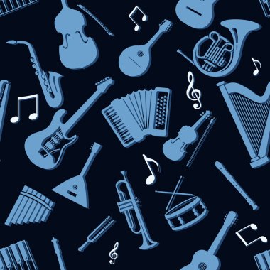 müzikal instriments vektör Dikişsiz desen