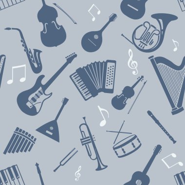 müzikal instriments vektör Dikişsiz desen