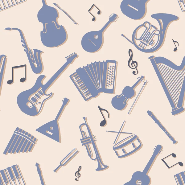 Вектор Безшовний візерунок музичних інструментів — стоковий вектор
