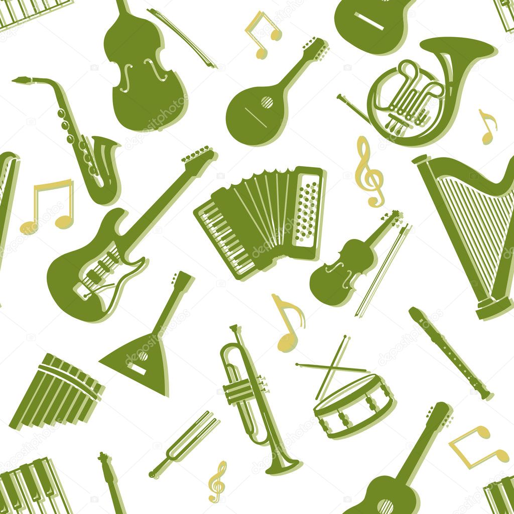 Vector Seamless Pattern of Musical Instriments