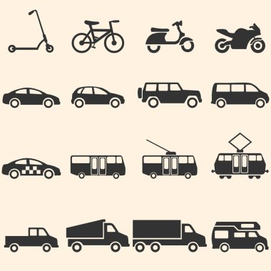 Vector Set of Ground Transportation Icons clipart