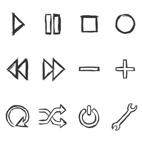 Ensemble vectoriel de boutons de lecteur audio Sketch — Image vectorielle