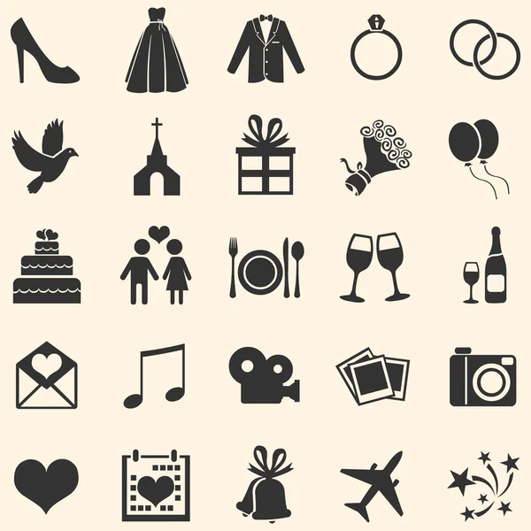 Vector conjunto de 25 iconos de la boda — Vector de stock