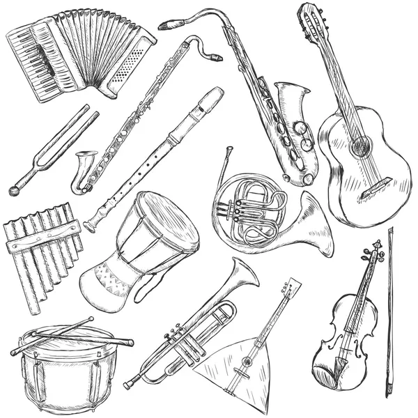 Vector Set of Musical Instruments — Stock Vector