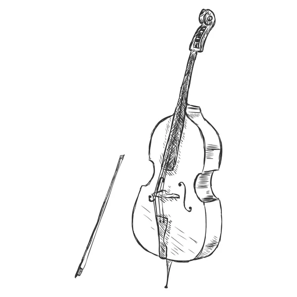 Vector Sketch? ontrabass with Fiddle-bow — стоковый вектор