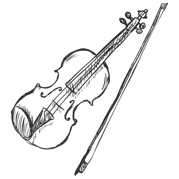 Croquis vectoriel Violon avec archet violon — Image vectorielle