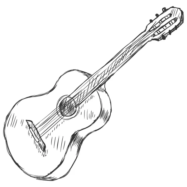 Vector Sketch Guitarra Acústica — Vetor de Stock