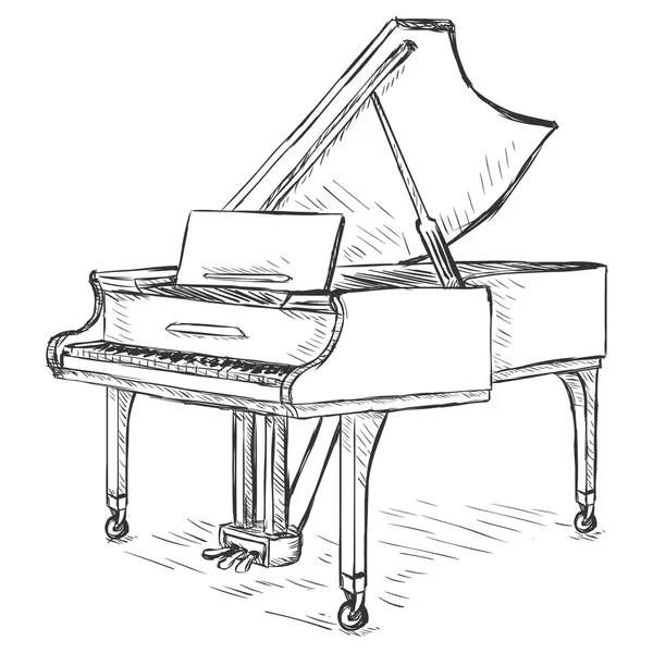 Piano de cauda de desenho vetorial — Vetor de Stock