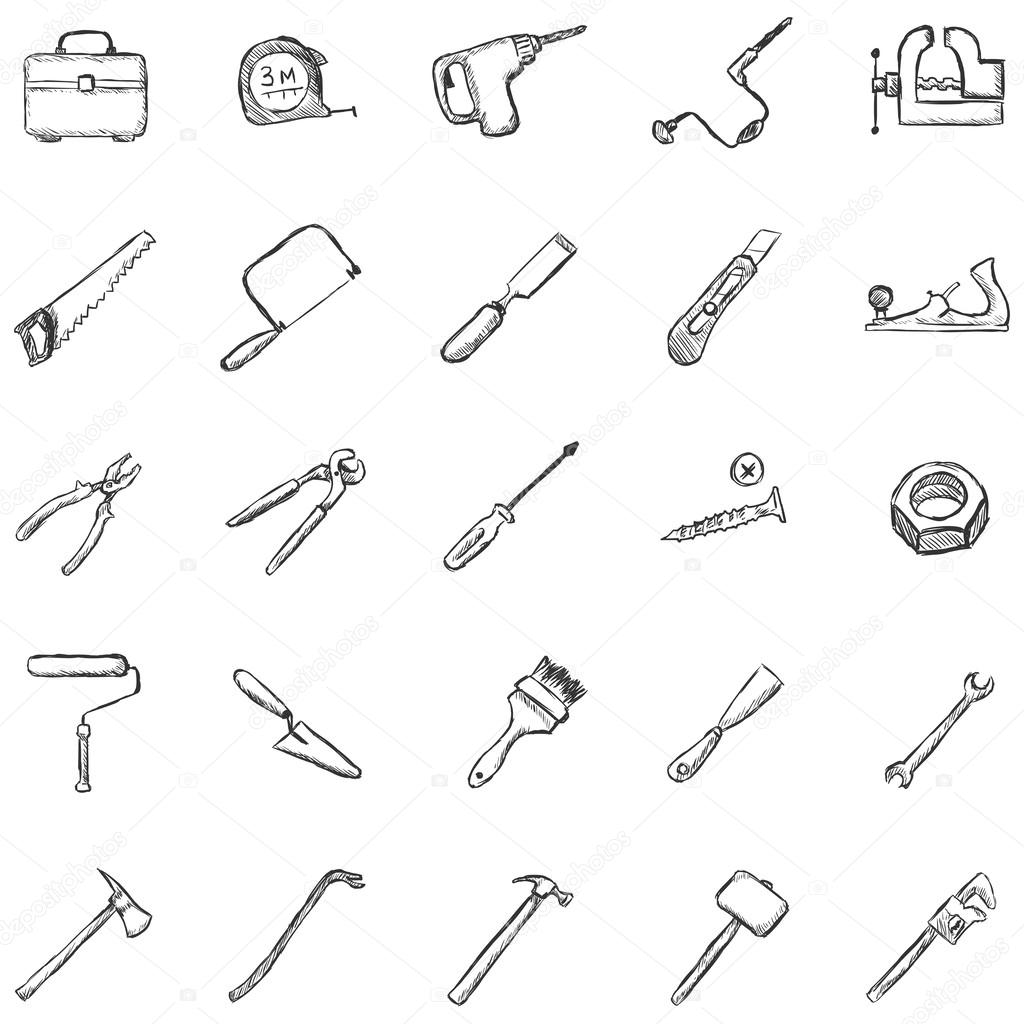 Vector Set of Sketch Work Tools Icons