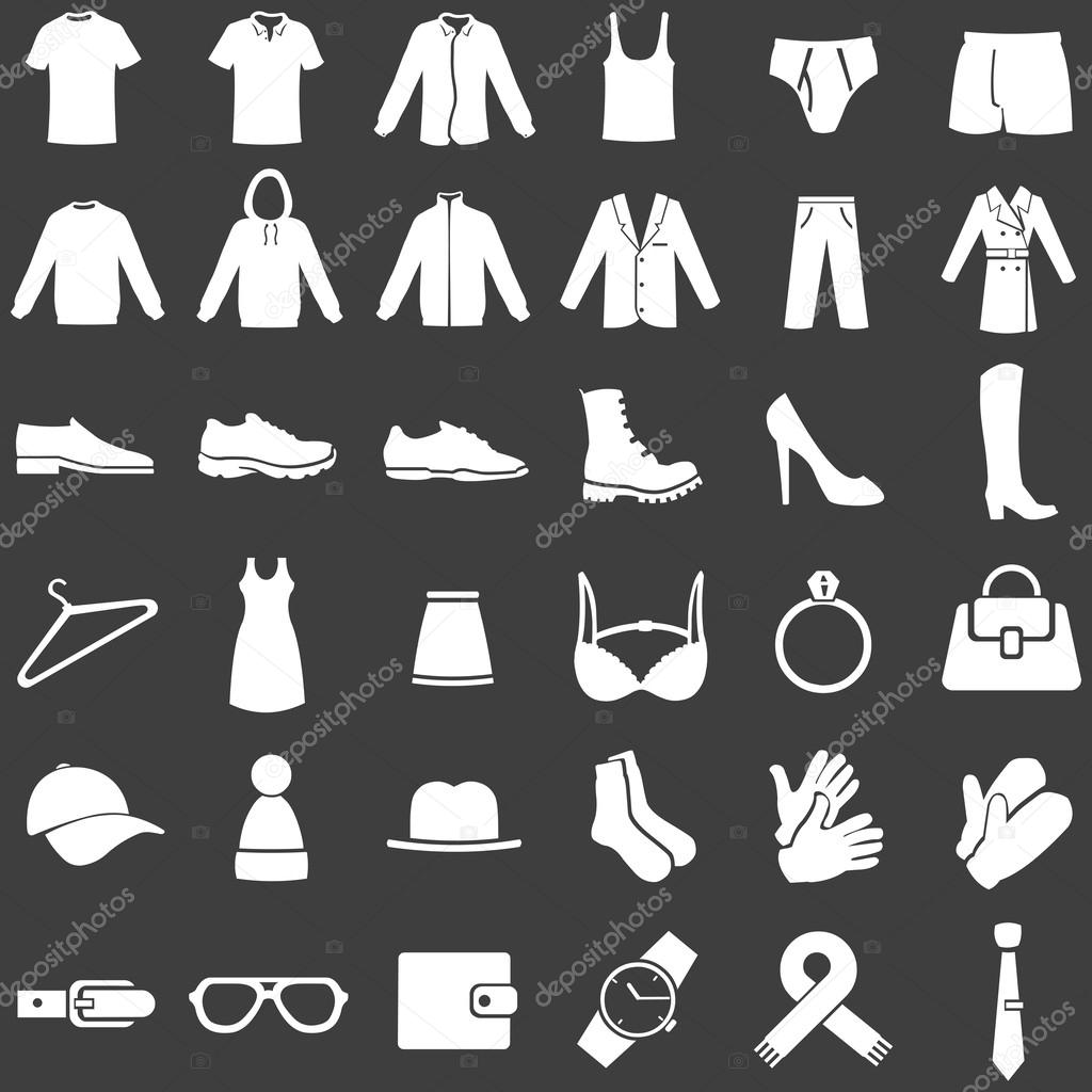 Vector Set of  White Clothes Icons