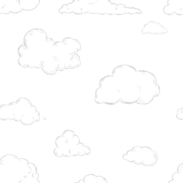 Seamless mönster av skiss moln — Stock vektor