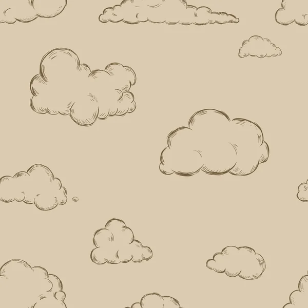 Naadloze patroon van schets wolken — Stockvector