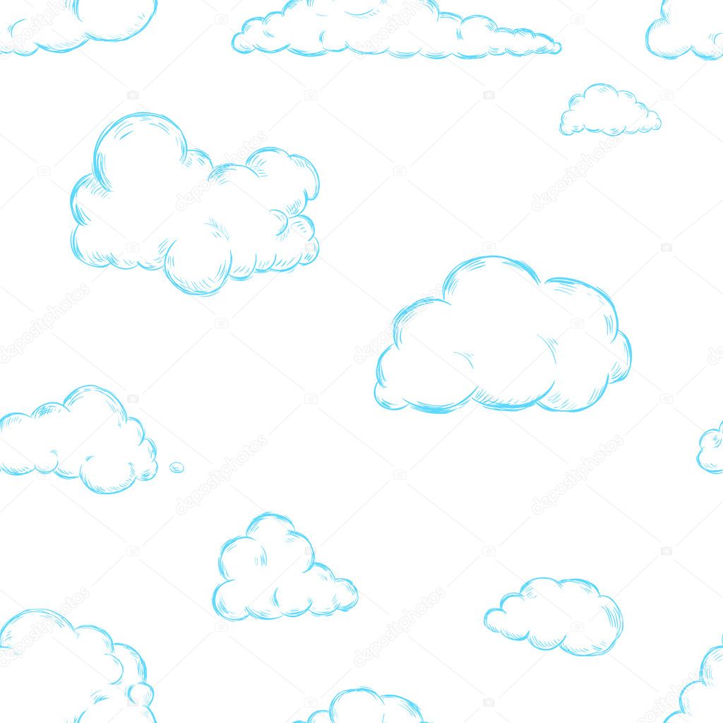Seamless Pattern of Sketch Clouds