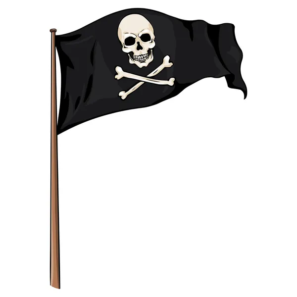 Sarjakuva kuvitus: Pirate Flag Fluttering tuulessa — vektorikuva