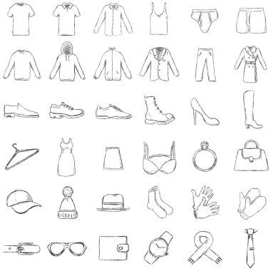 Vector conjunto de retrato ropa iconos