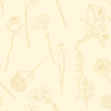 Vector Seamless Pattern of Flowers