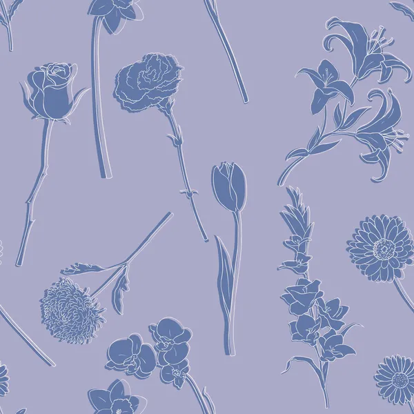 シームレス パターンの花のベクトル — ストックベクタ