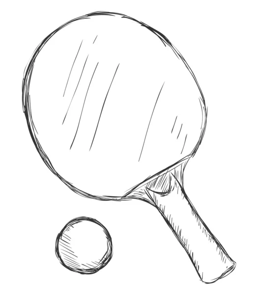 Векторный эскиз ракетки для пинг-понга и мяча — стоковый вектор