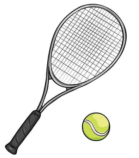 Raquette de tennis Vector Cartoon et balle — Image vectorielle