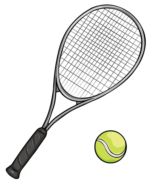 Vector cartoon tennisracket en bal — Stockvector