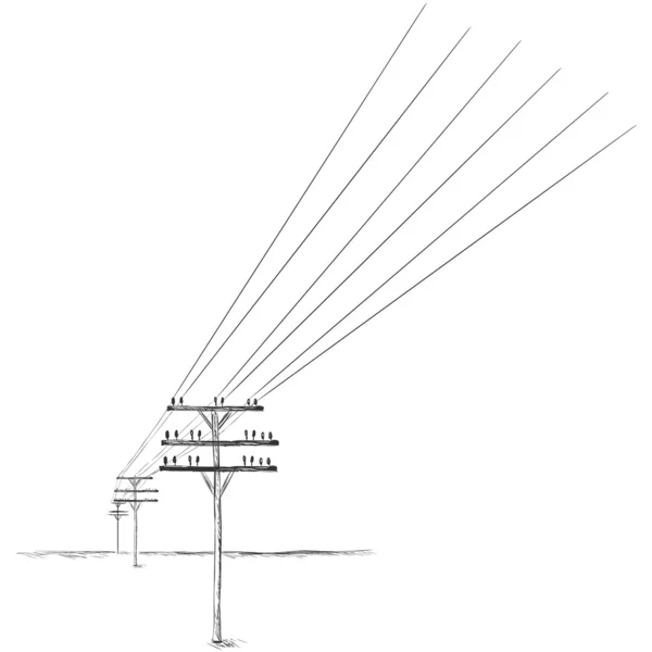 Vector Sketch Power Line — Stock Vector