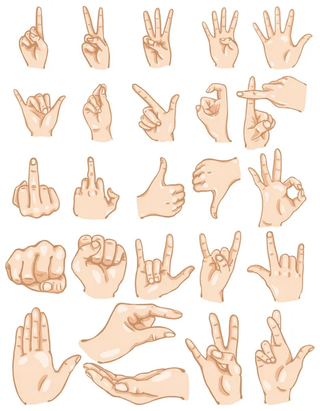 Vector set cartoon vinger gebaren — Stockvector