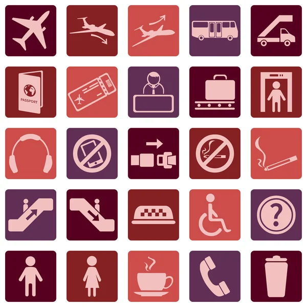 Vector Conjunto de iconos del aeropuerto — Archivo Imágenes Vectoriales
