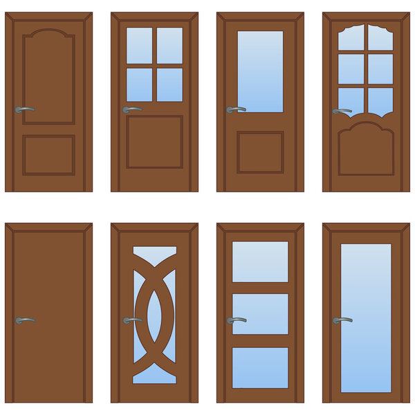Векторный набор мультипликационных дверей
