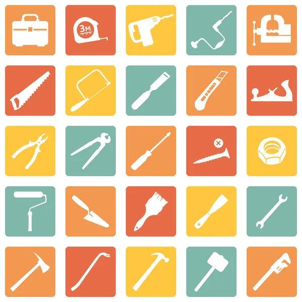 Набор рабочих инструментов иконки — стоковый вектор