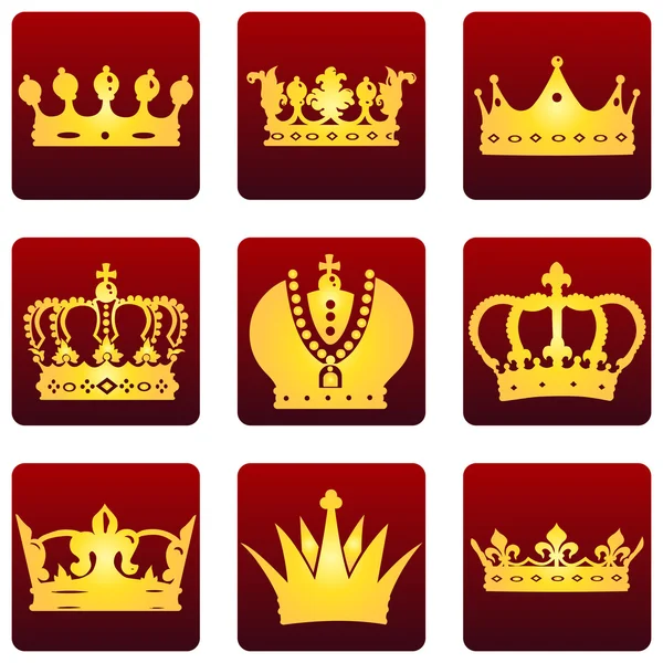 Set of Royal Crown Icons - Stok Vektor