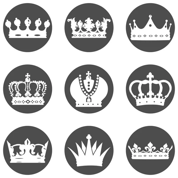 Set di icone della corona reale — Vettoriale Stock