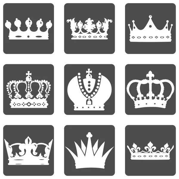 Conjunto de ícones da coroa real — Vetor de Stock