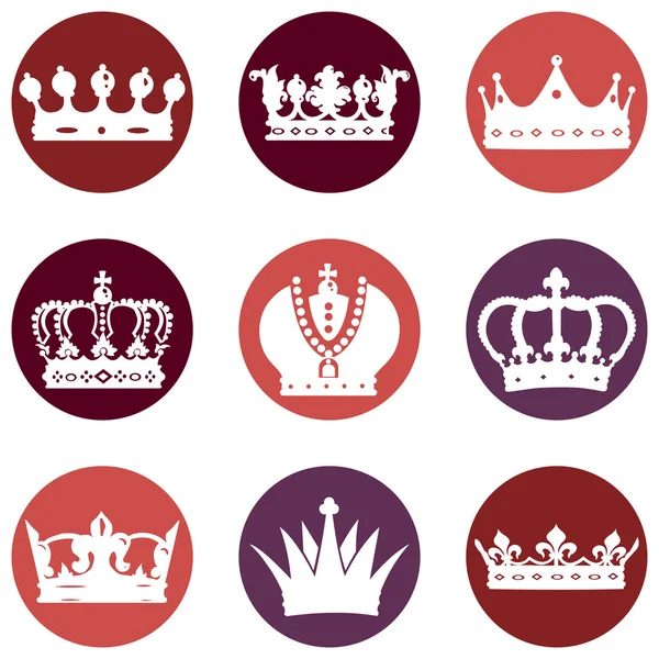 Sada ikon, královské koruny — Stockový vektor