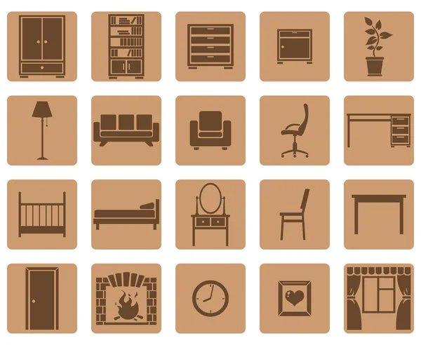 Conjunto de iconos de muebles — Vector de stock