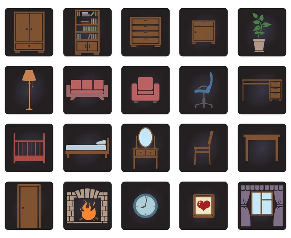 Conjunto de iconos de muebles — Vector de stock