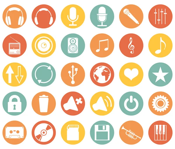 Conjunto de iconos musicales — Vector de stock