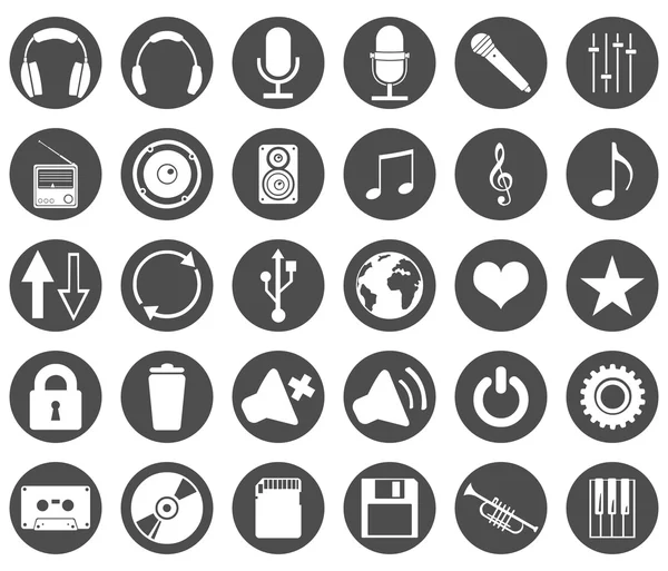 Conjunto de iconos musicales — Vector de stock