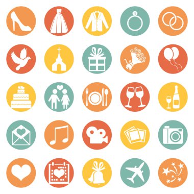 vector set van kleur vierkante bruiloft pictogrammen