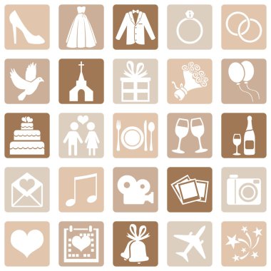 vector set van kleur vierkante bruiloft pictogrammen