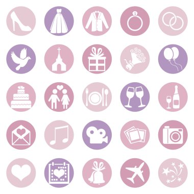 vector set van kleur vierkante bruiloft pictogrammen