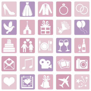 vector set van kleur vierkante bruiloft pictogrammen